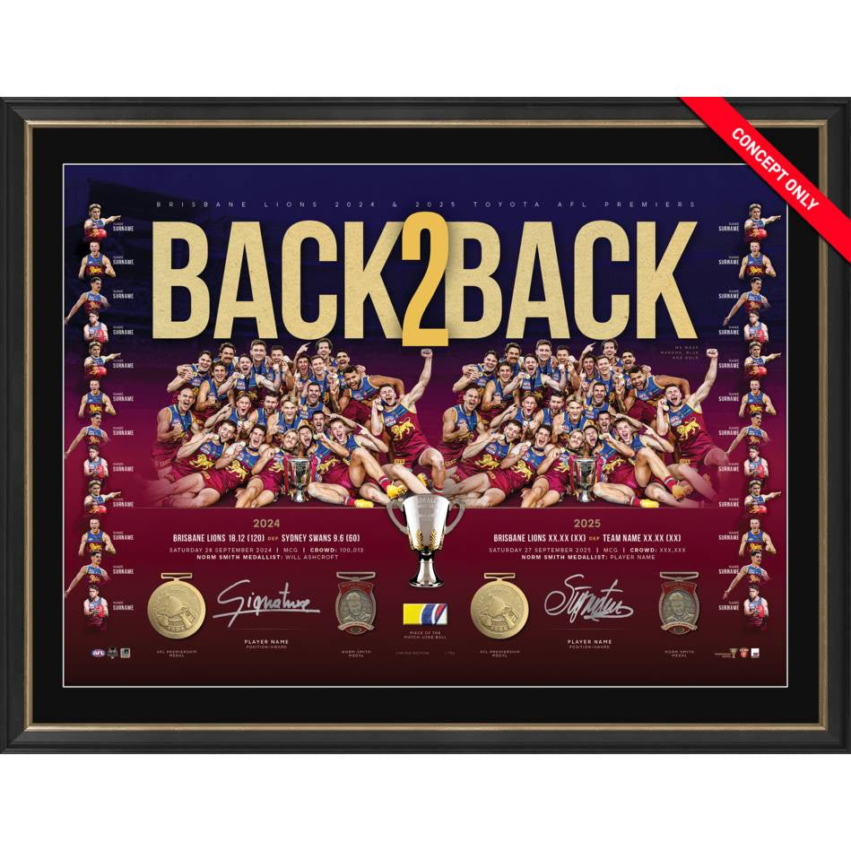 Brisbane Lions 2025 Premiers Dual Signed Lithograph