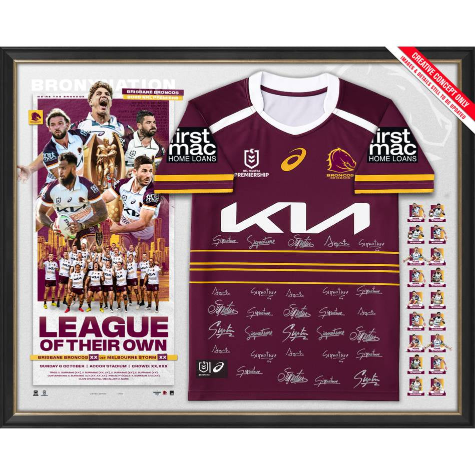 PRE-ORDER Brisbane Broncos 2025 Premiership Team Signed Jersey