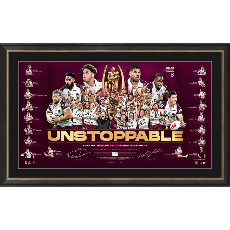 Brisbane Broncos Premiership Dual Signed Lithograph