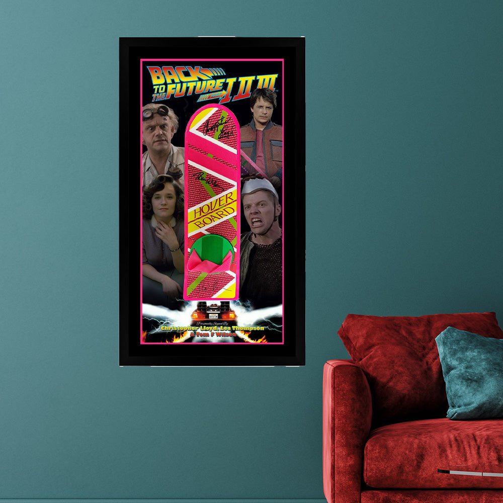 Back To The Future Cast Signed Full Size Hoverboard Framed