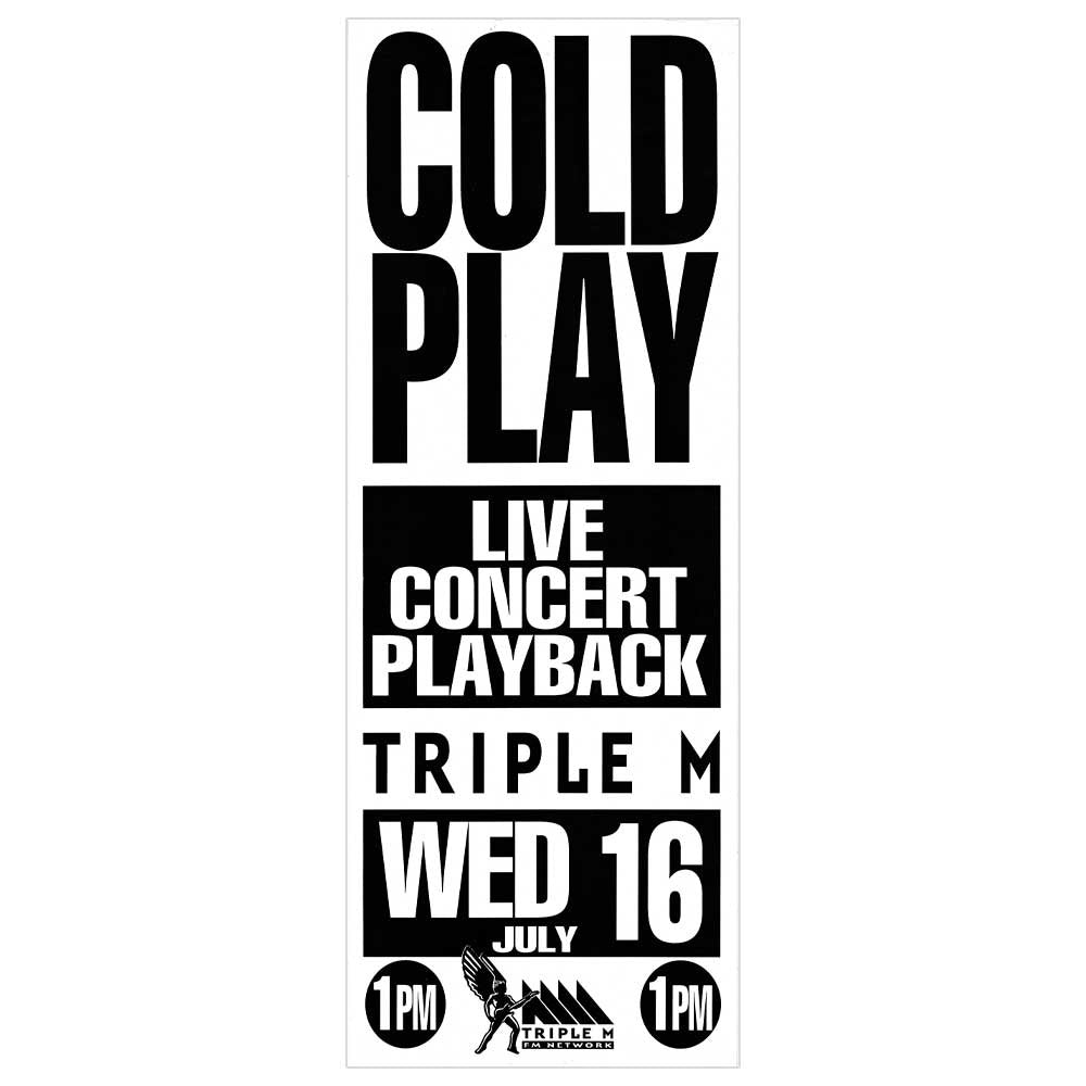 Coldplay - Live Concert Playback Promotional Vintage Daybill Poster Unframed