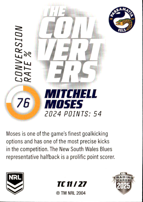 Mitchell Moses Eels The Converters 2025 NRL Traders Trading Card TC 11/27