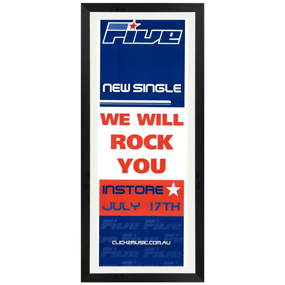Five - We Will Rock You Promotional Vintage Daybill Poster Framed