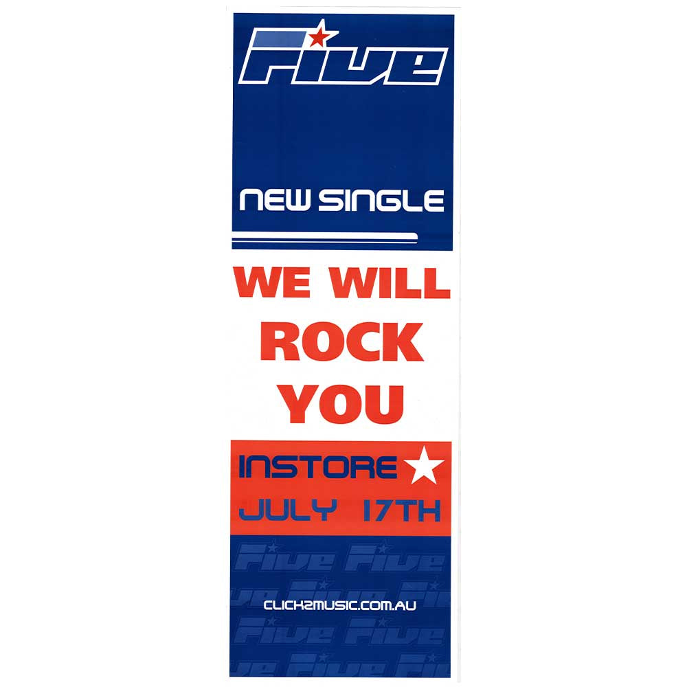 Five - We Will Rock You Promotional Vintage Daybill Poster Unframed