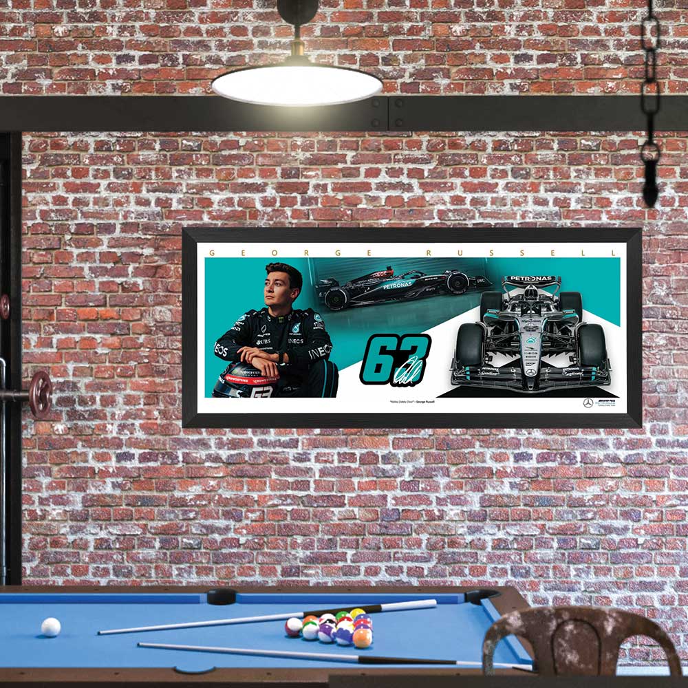 Formula 1 George Russell Mercedes Mini Wings Print Framed