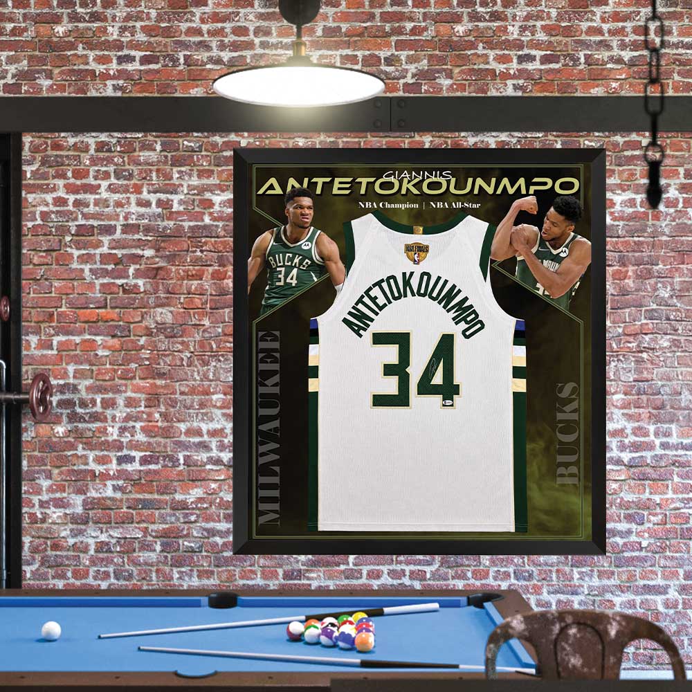 Giannis Antetokounmpo Signed Bucks Jersey Frame