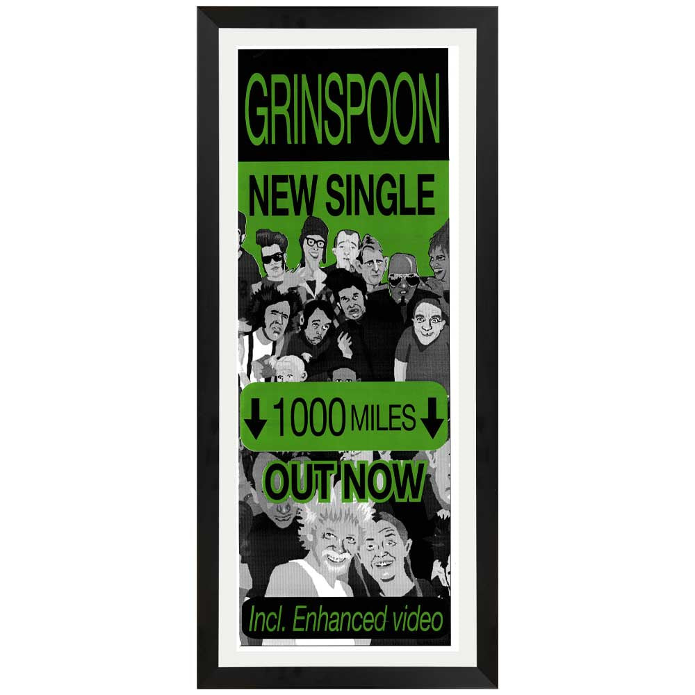 Grinspoon - 1000 Miles Promotional Vintage Daybill Poster Framed