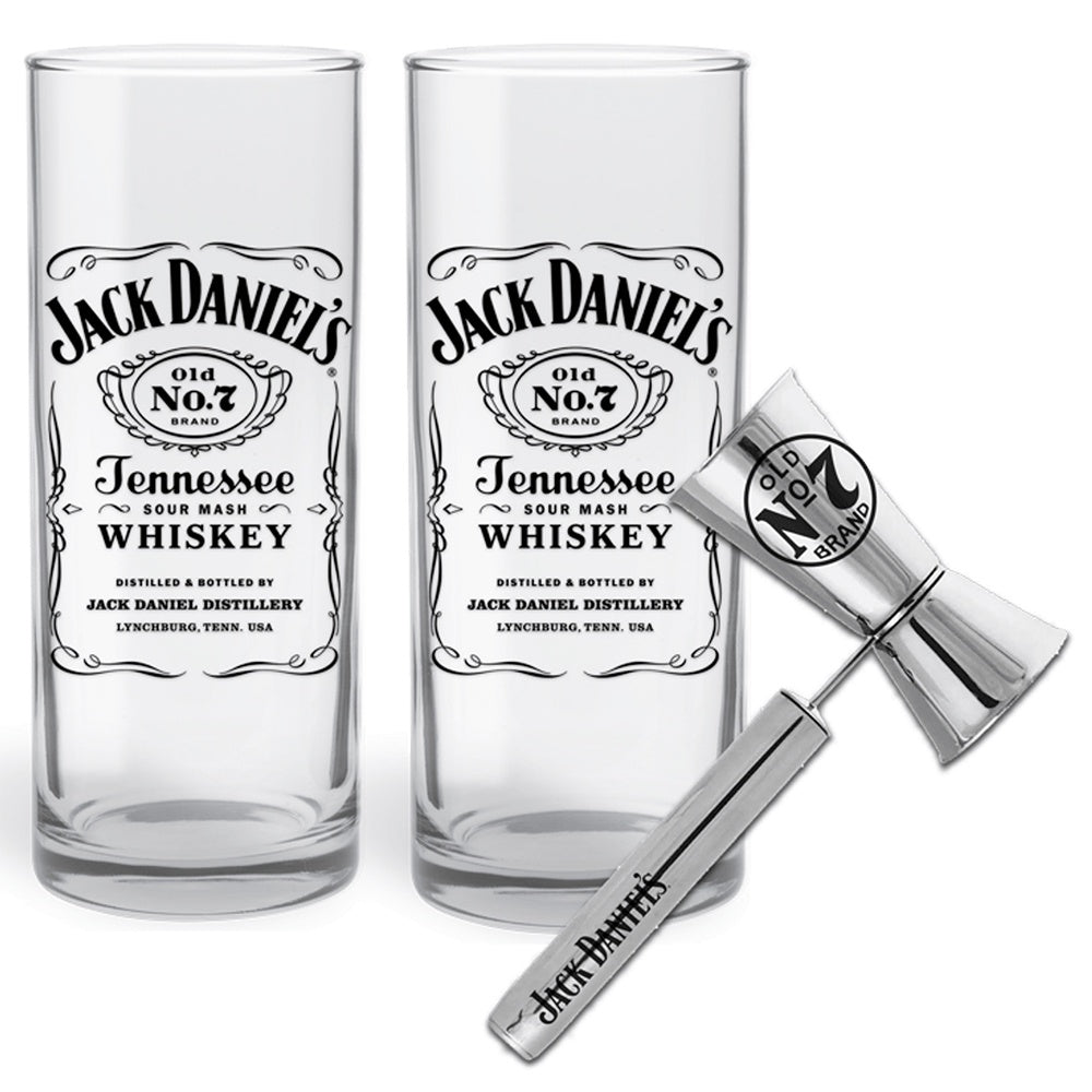 Jack Daniels Highball Glasses and Jigger Gift Pack