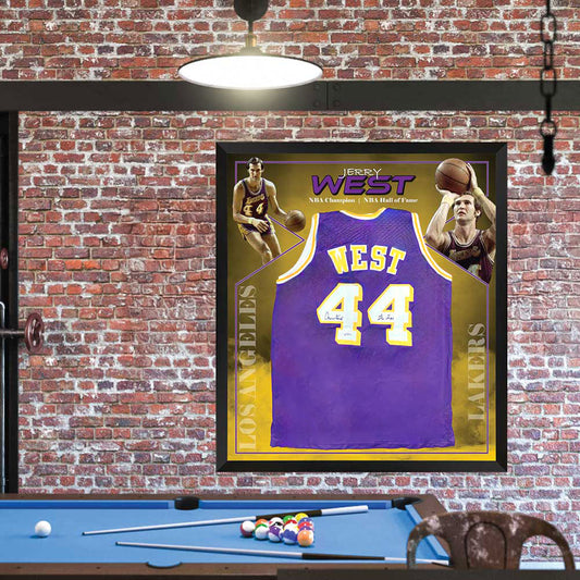 Jerry West Personally Signed Purple Lakers Jersey 3rd Party Certified Framed