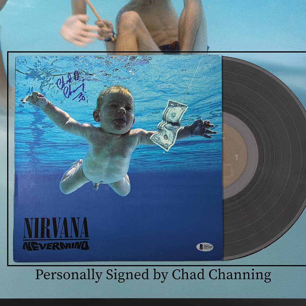 Chad Channing Signed Nirvana Nevermind Album Framed