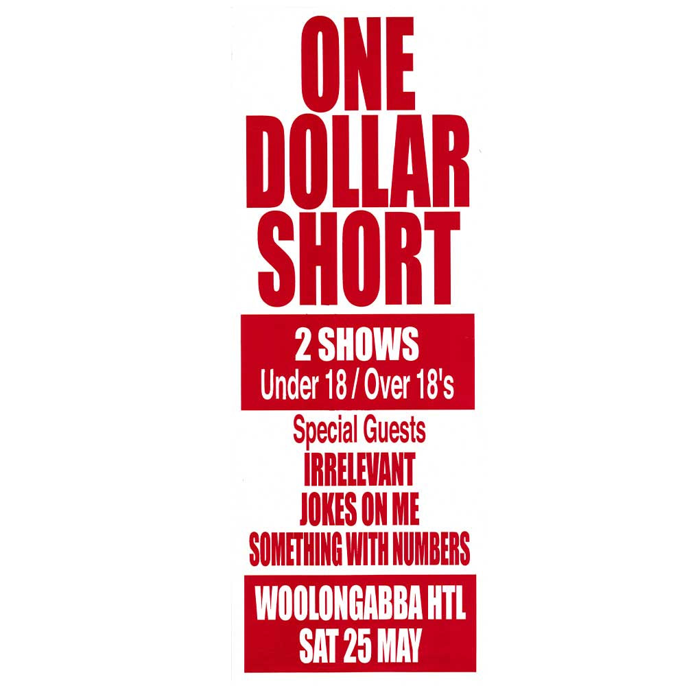 One Dollar Short Woolloongabba Hotel Daybill Poster Unframed