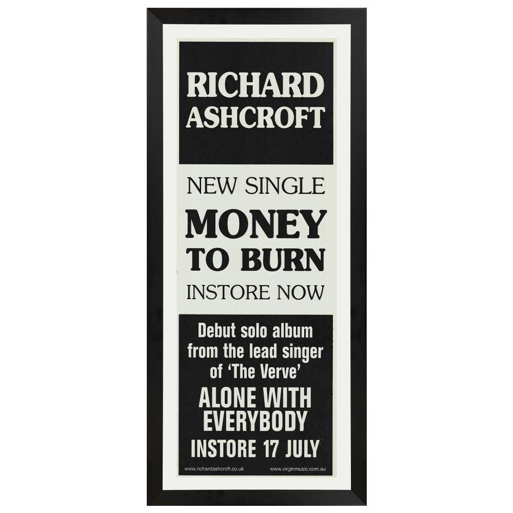 Richard Ashcroft- Money To Burn Promotional Vintage Daybill Poster Framed