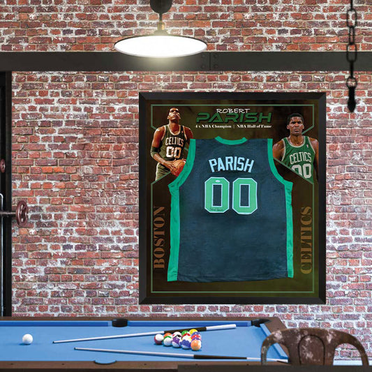 Robert Parish Signed Celtics Black Jersey 3rd Party Certified Framed