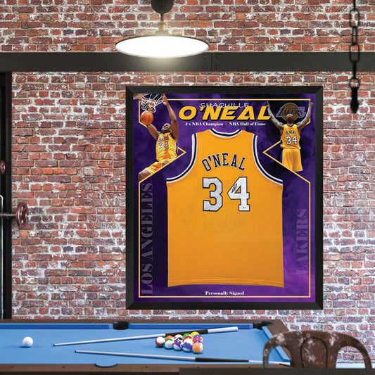 Shaquille O'Neal Signed Lakers Yellow Jersey 3rd Party Certified Framed