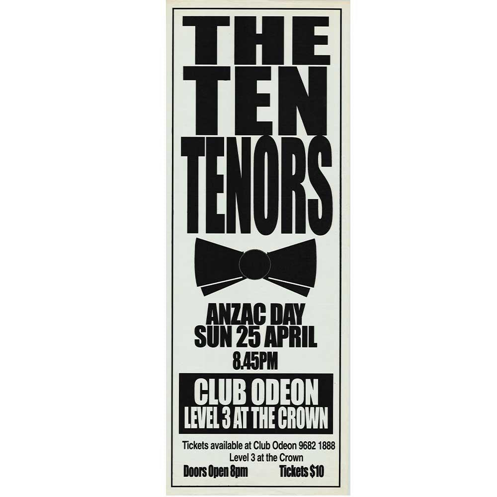 The Ten Tenors - ANZAC Day Promotional Vintage Daybill Poster Unframed