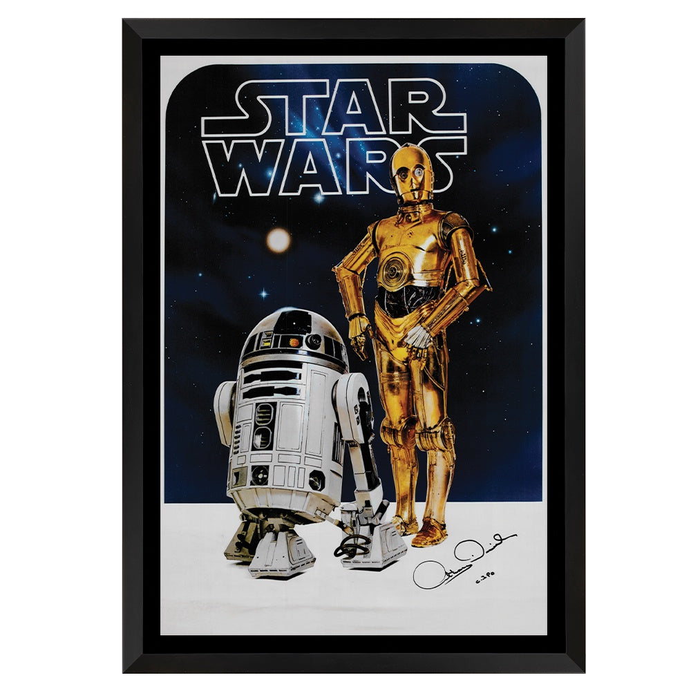 Star Wars C-3PO and R2D2 Signed Anthony Daniels Movie Poster Framed