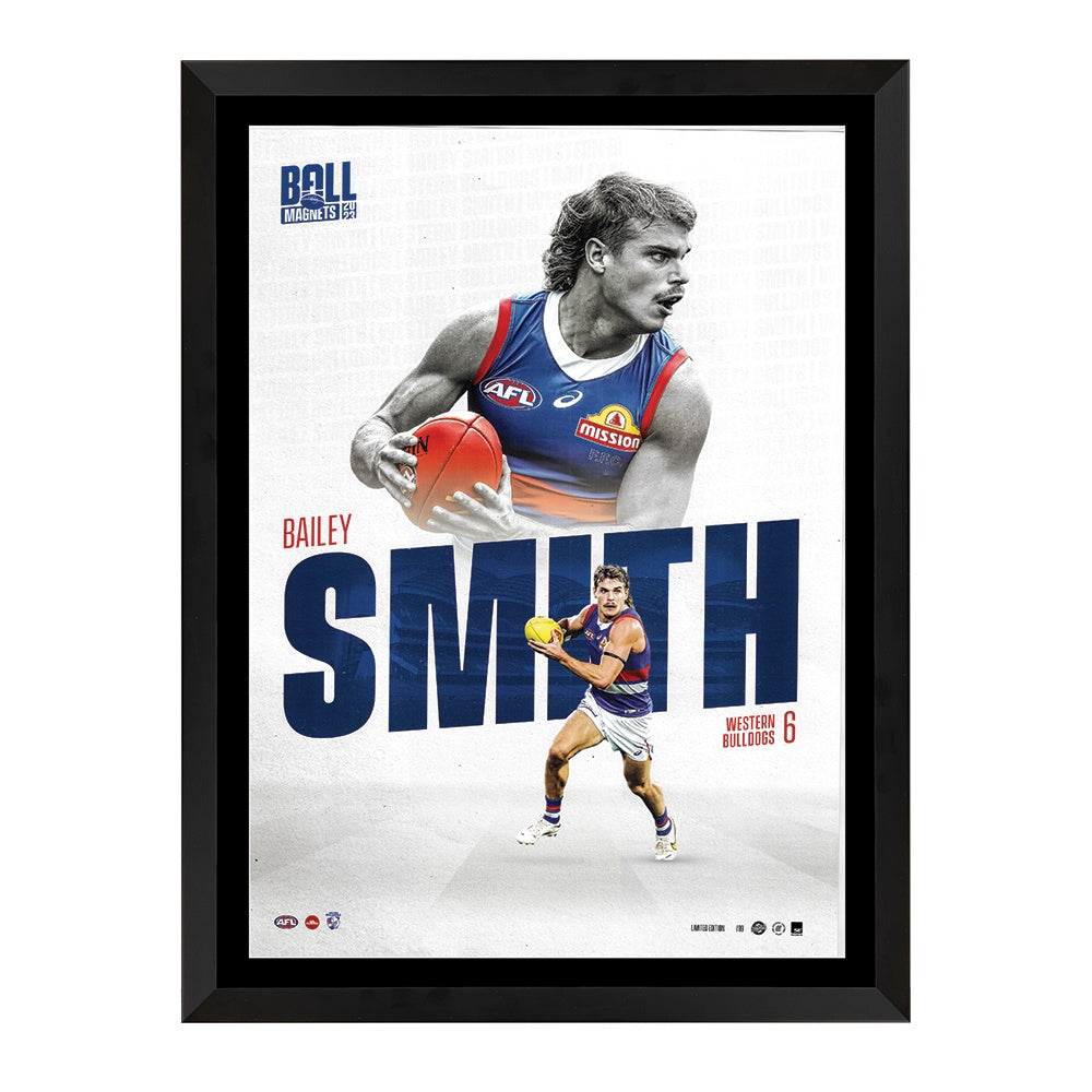 Western Bulldogs Ball Magnet Bailey Smith Collectors Edition Print Framed