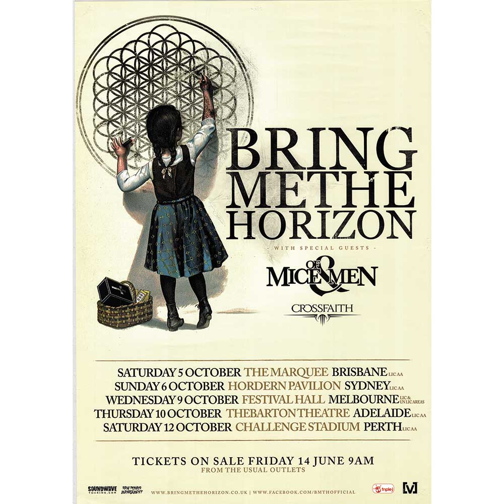 Bring Me The Horizon Australian Tour Poster Framed
