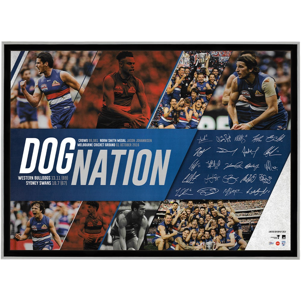 Western Bulldogs Dog Nation Facsimile Signed Limited Edition Print Framed