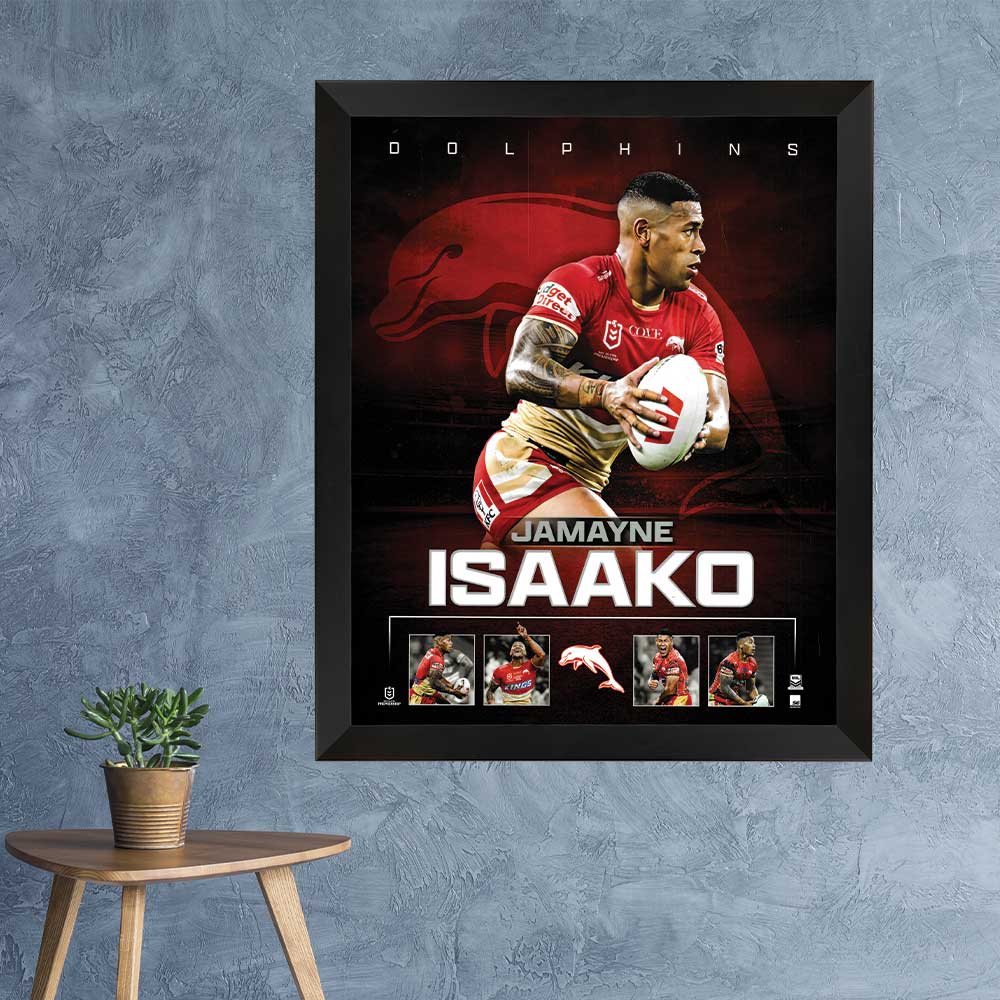 Dolphins Jamayne Isaako Print Framed