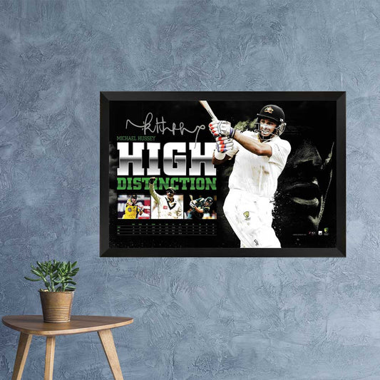 Michael Hussey “High Distinction” Cricket Tribute Print Framed