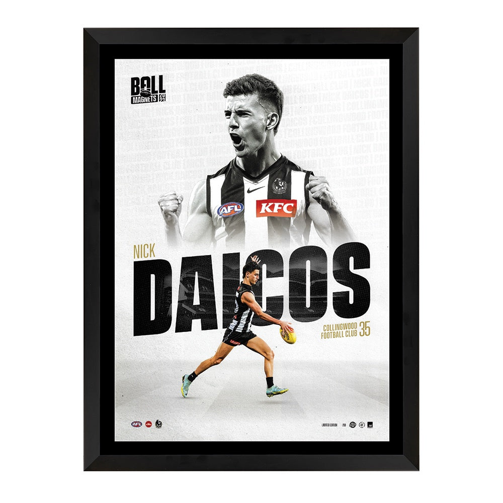 Collingwood Magpies Ball Magnet Nick Daicos Collectors Edition Print Framed
