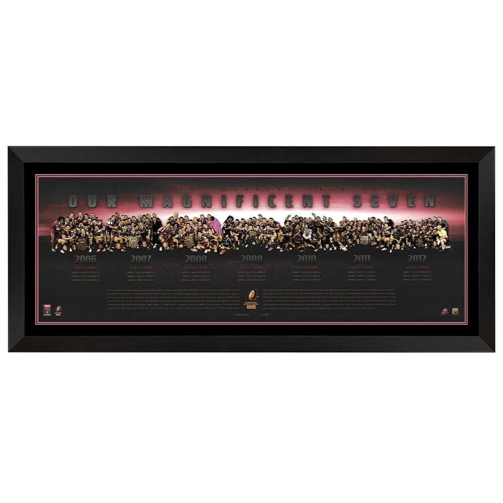 Queensland Maroons State Of Origin Our Magnificent Seven Panoramic Framed