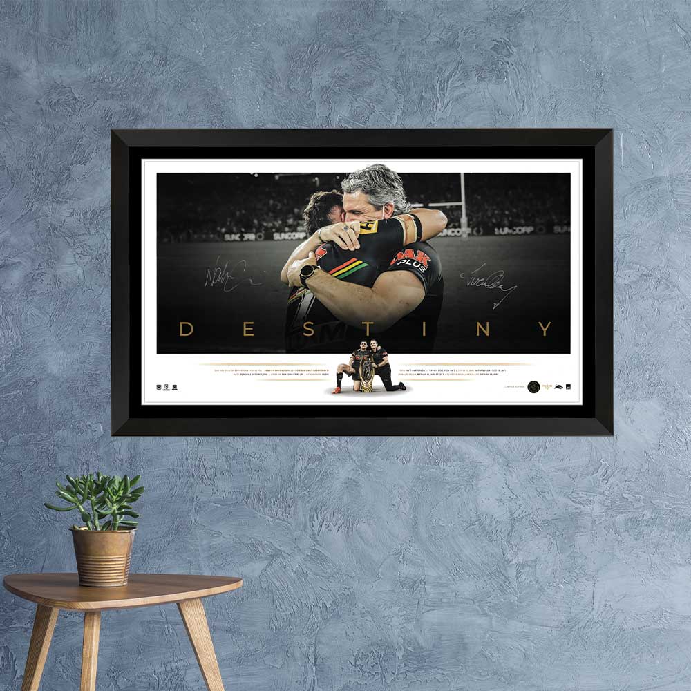 Penrith Panthers 2021 Destiny Dual Signed Print Framed