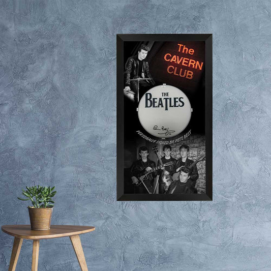 The Beatles – Pete Best Signed Drum Skin Framed