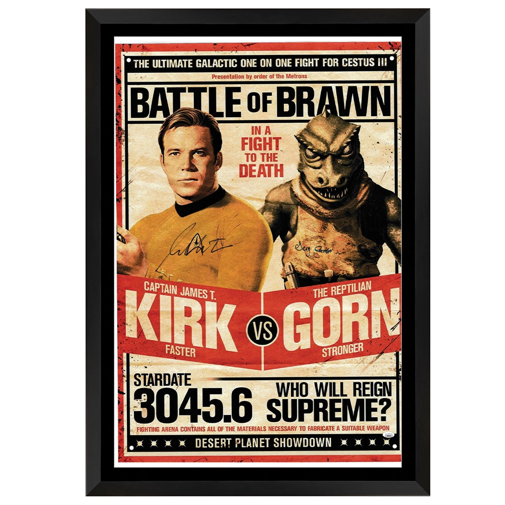 Star Trek Kirk vs Gorn William Shatner and Gary Combs Signed Movie Poster - JSA Certified Framed