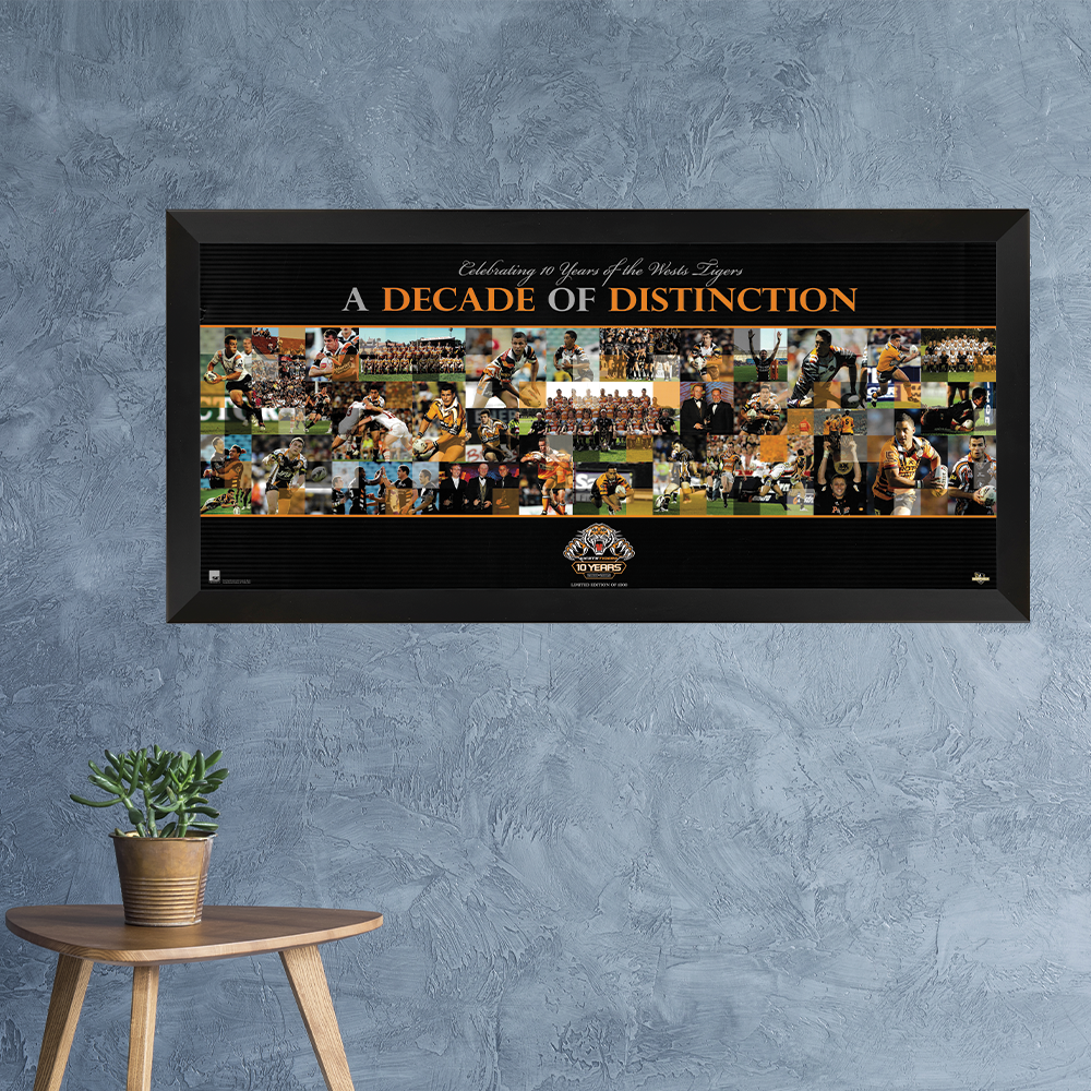 West Tigers "A Decade Of Distinction" Print Framed