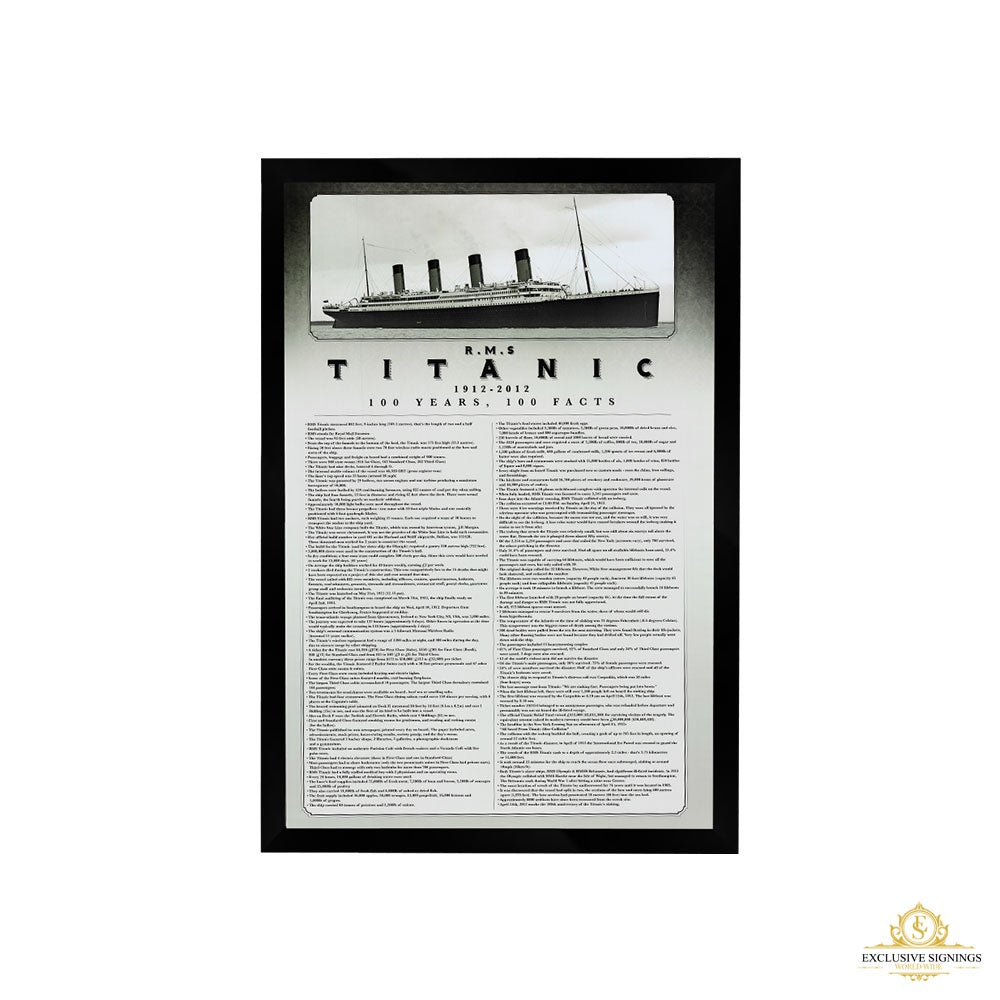Titanic 100 Years Facts Poster Framed