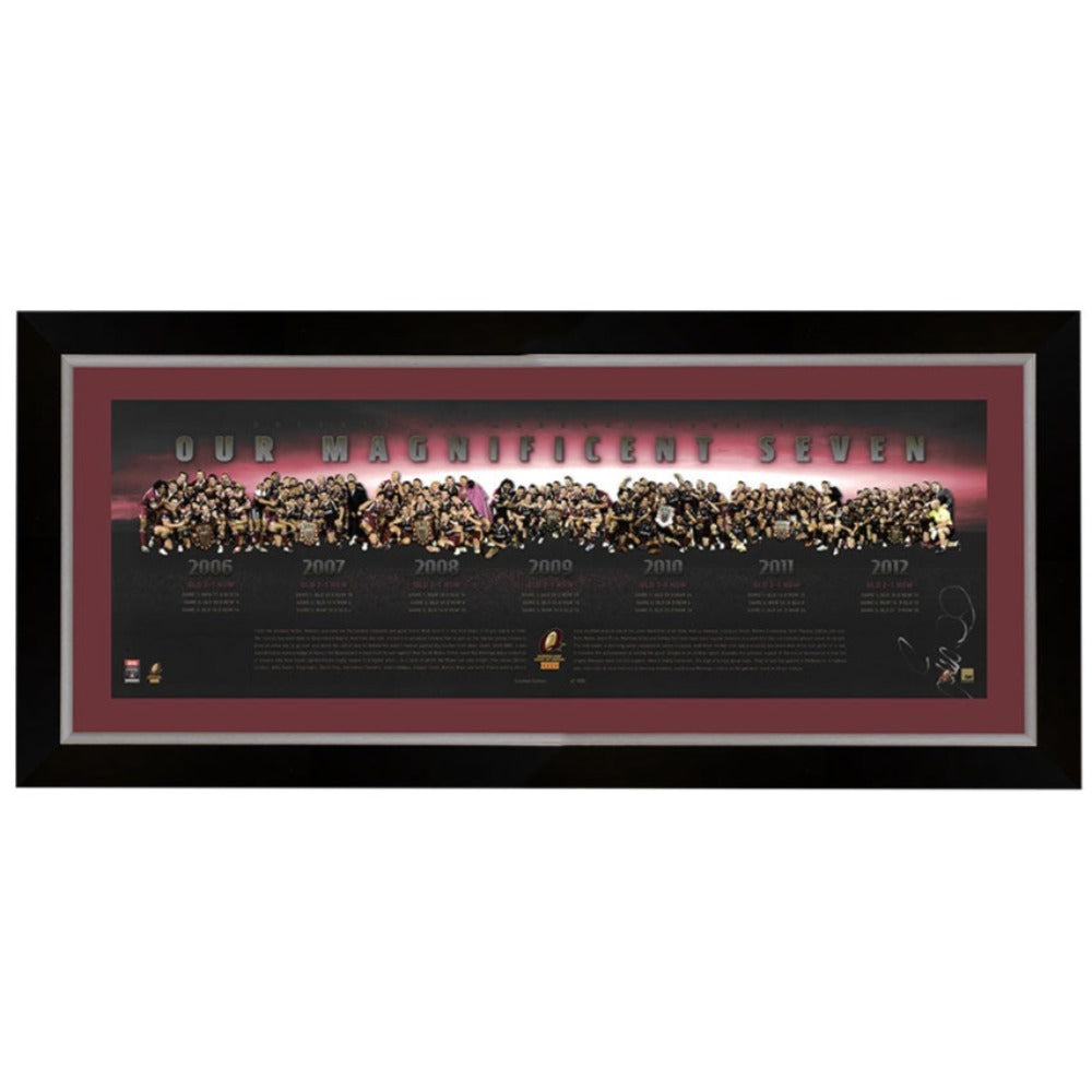 Queensland Maroons State Of Origin Our Magnificent Seven Signed Justin Hodges Framed