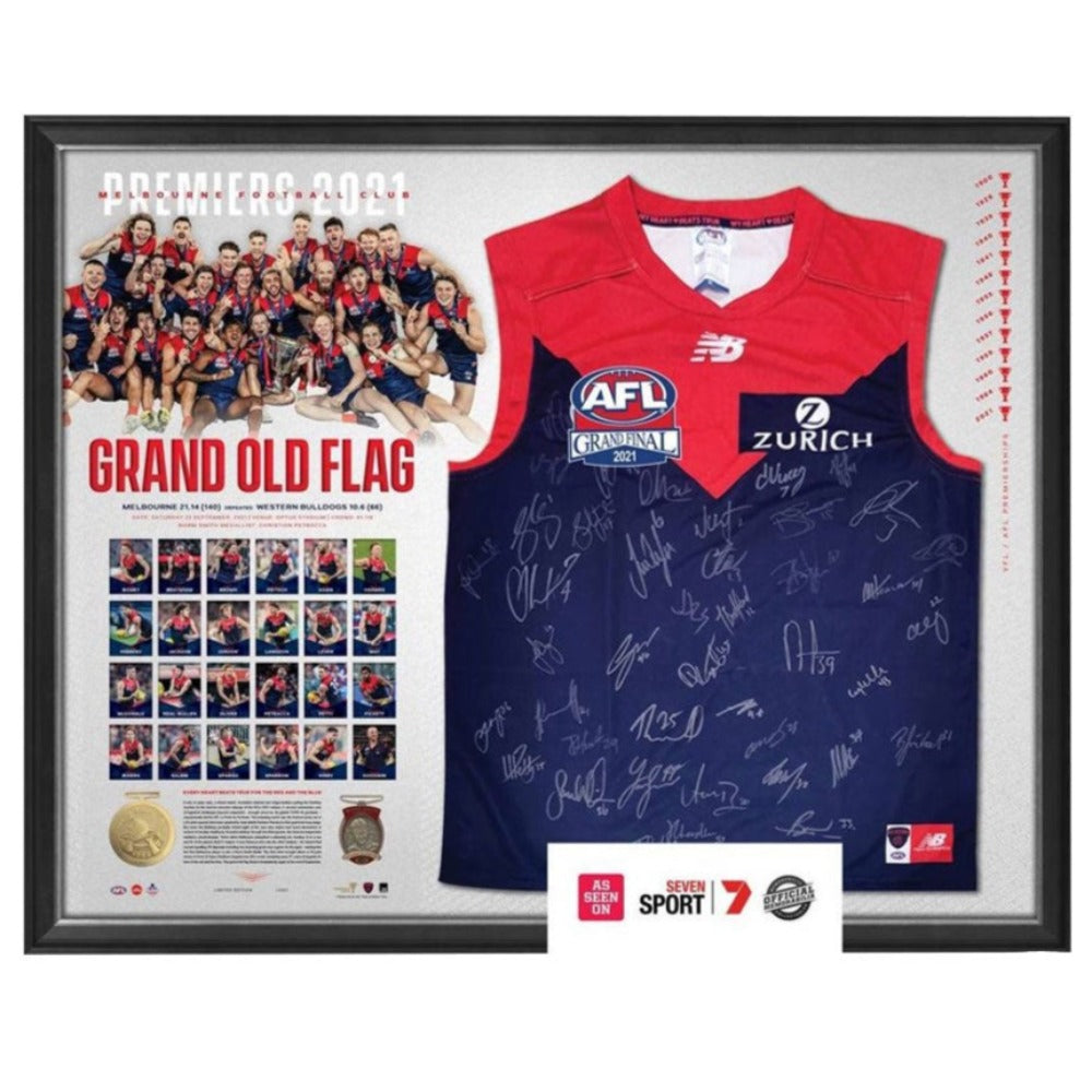 MELBOURNE DEMONS 2021 PREMIERS TEAM SIGNED GUERNSEY
