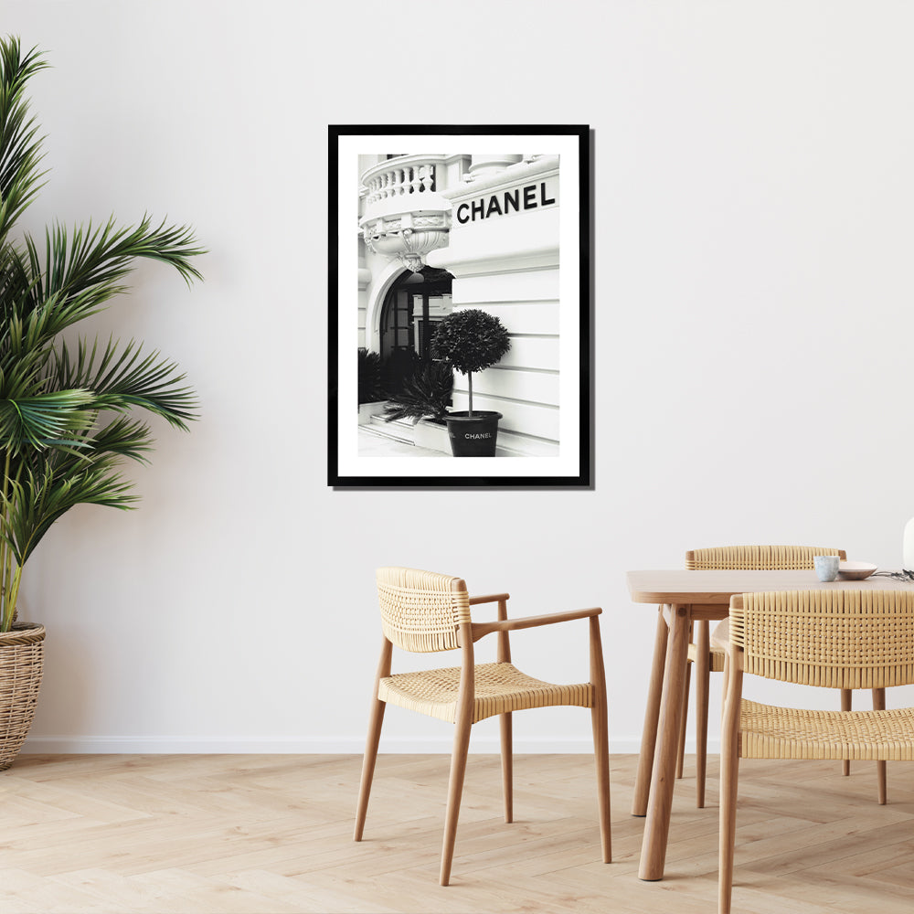 Chanel Boutique Print Large White Framed