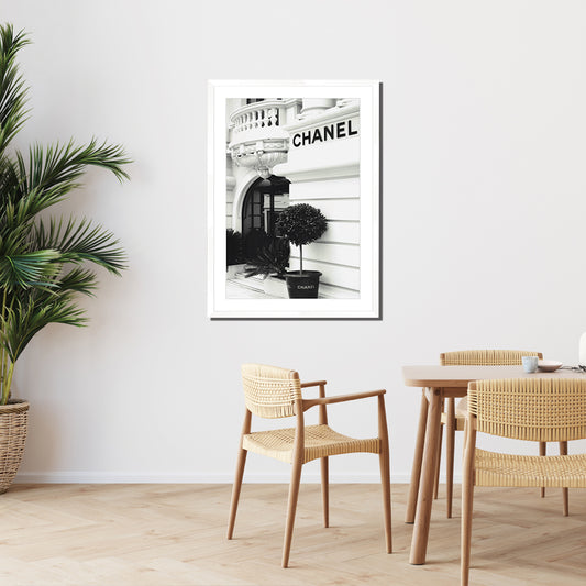 Chanel Boutique Print Large White Framed