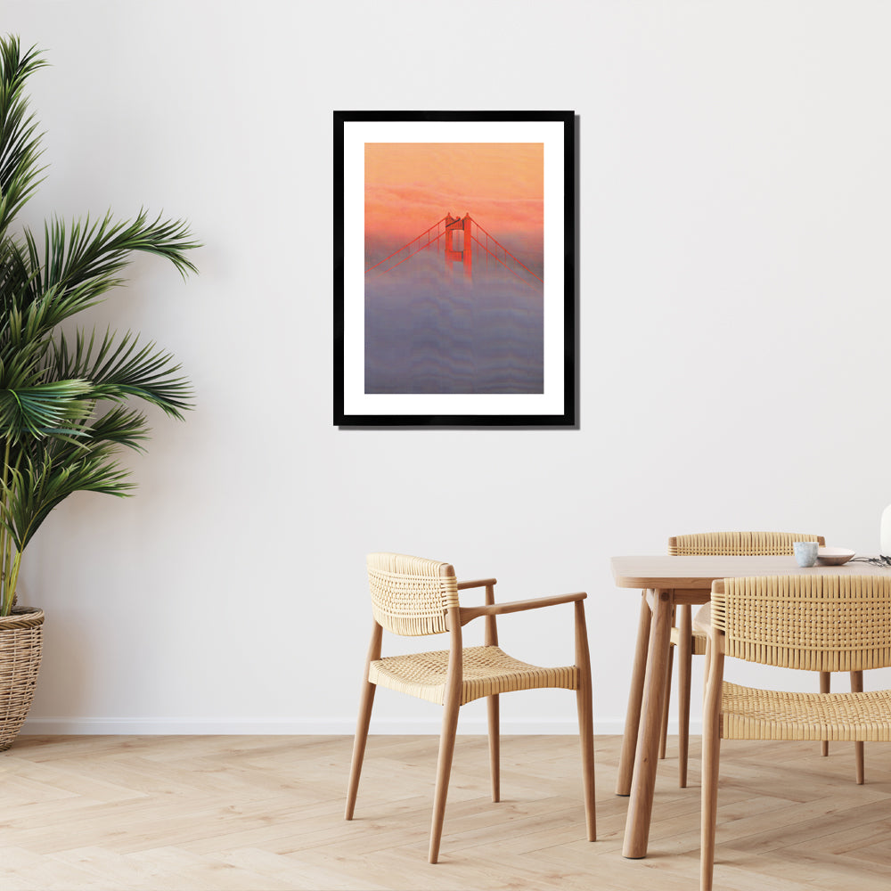 Golden Gate Bridge Print White Framed