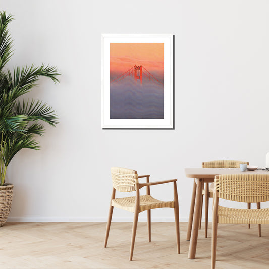 Golden Gate Bridge Print White Framed