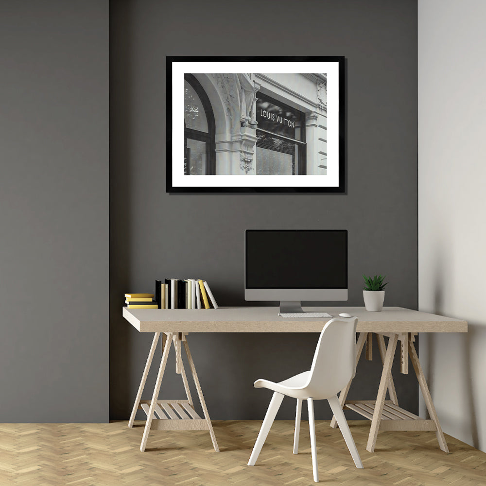 Louis Vuitton Print White Framed
