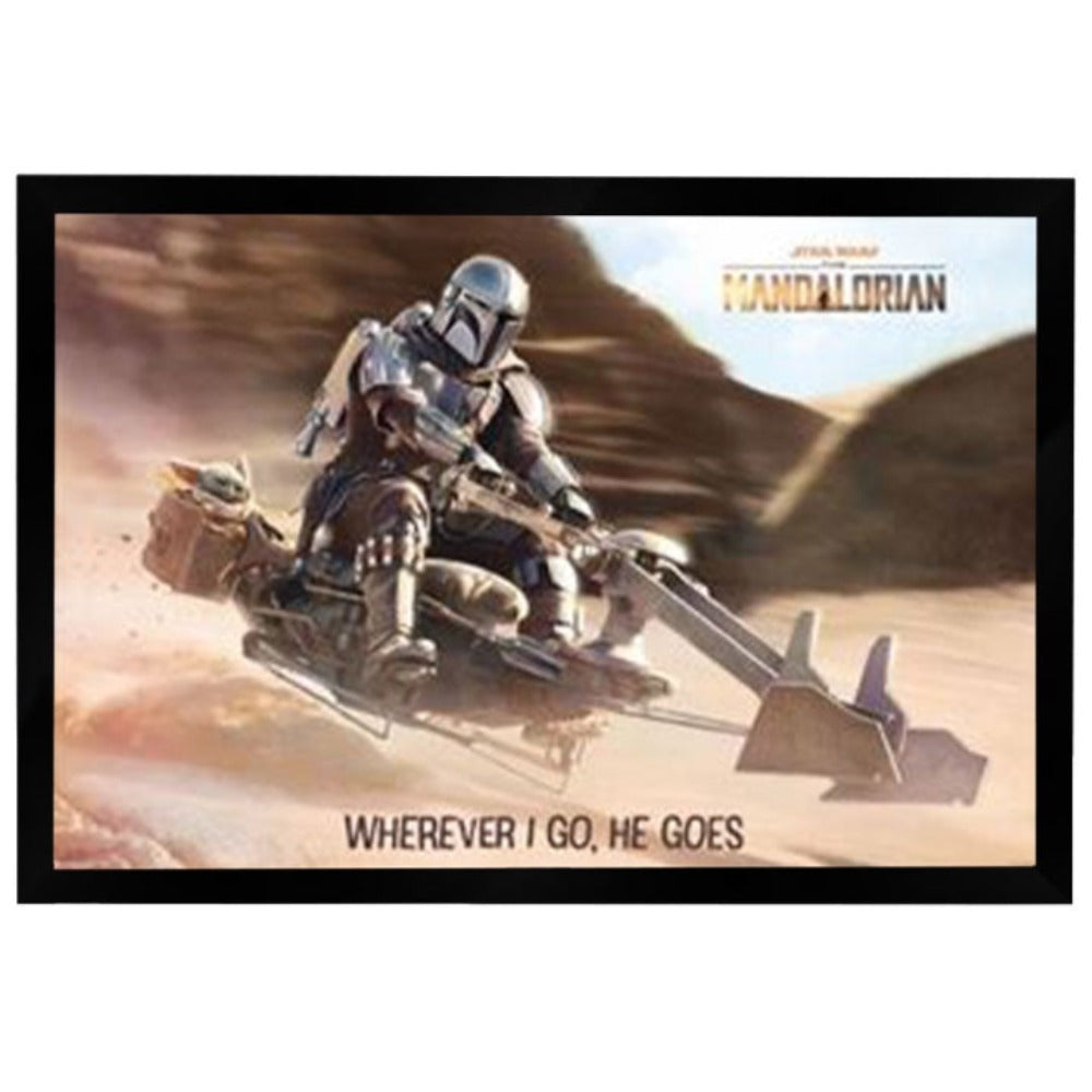 Star Wars The Mandalorian Where I Go Poster Framed