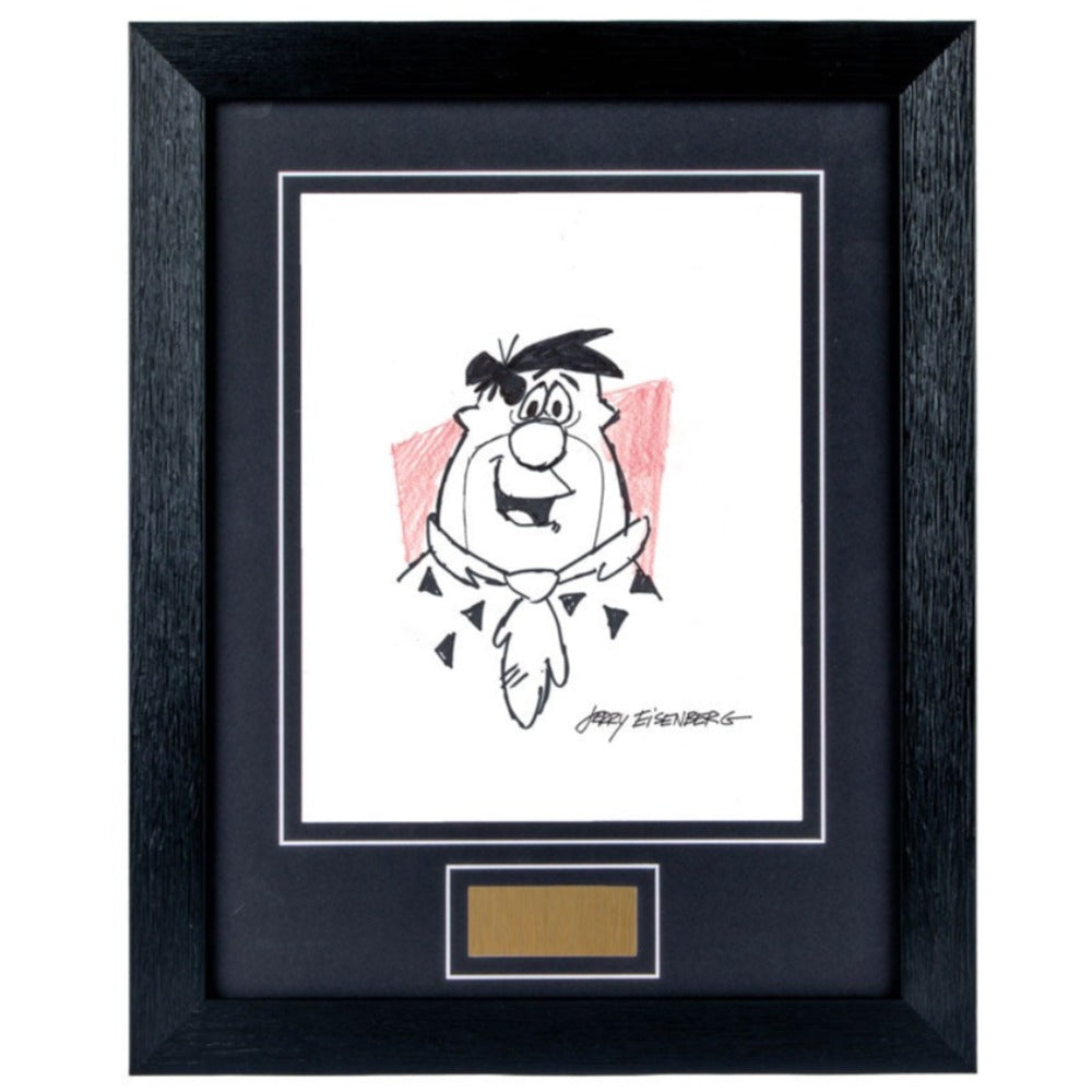 Jerry Eisenberg Drawing of Fred Flintstone Signed Framed Photo
