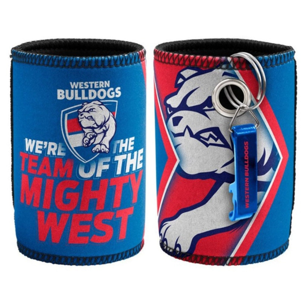 Western Bulldogs AFL Bottle Opener Keyring and Can Cooler Stubby Holder