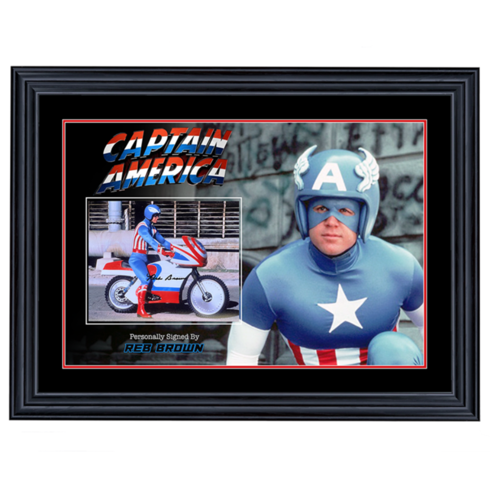 Captain America Reb Brown Signed 8x10 Photo 3 Framed