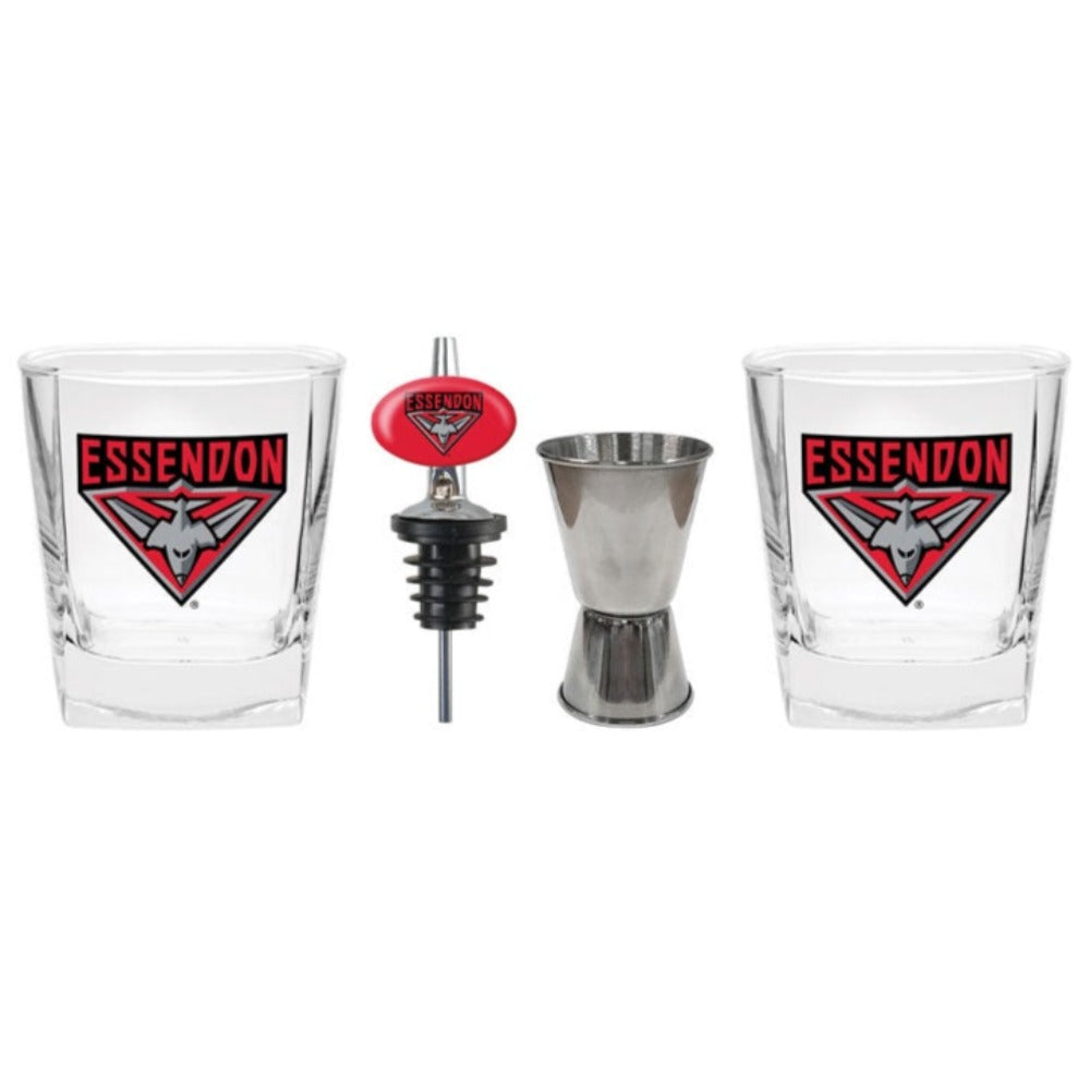 Essendon Bombers S/2 Glass Jigger & Pourer
