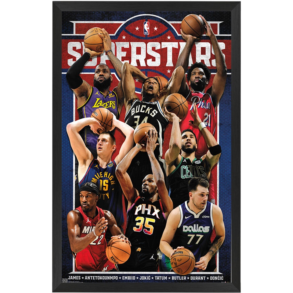 Basketball Superstars Poster Framed