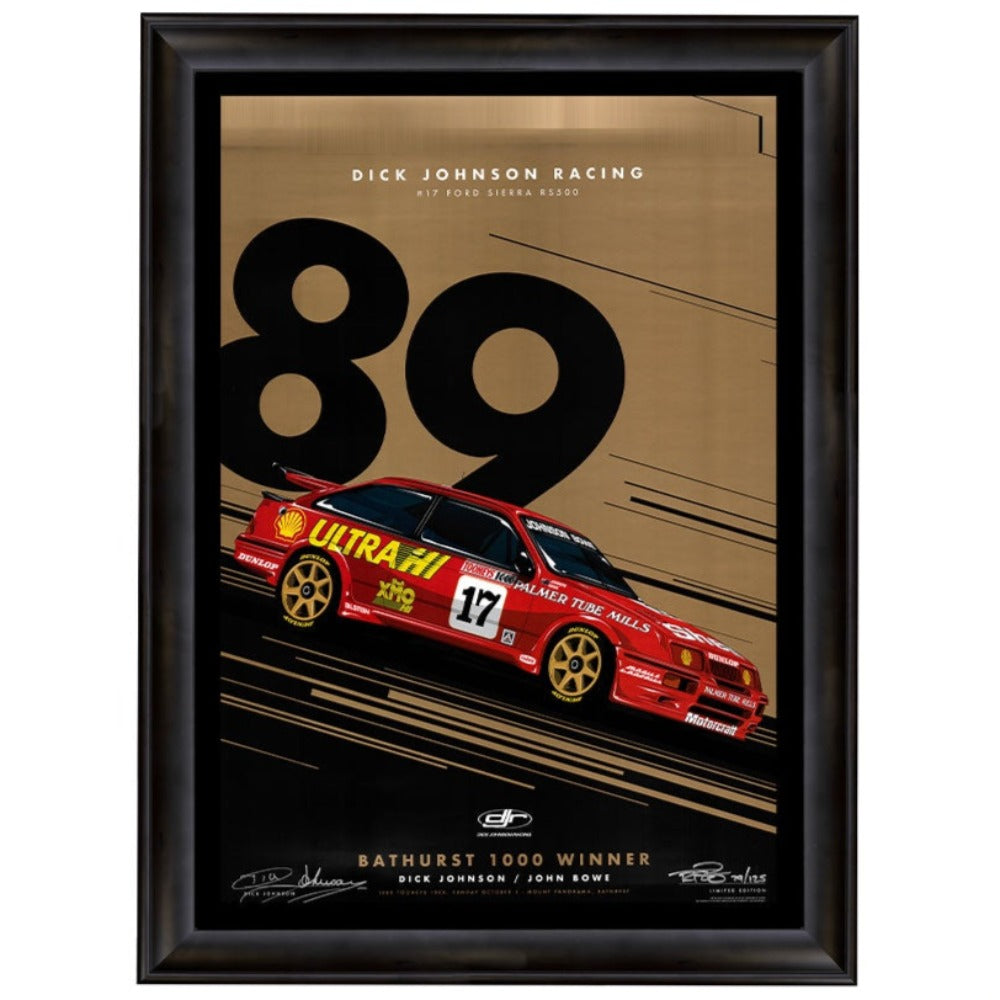Dick Johnson Racing Ford Sierra Gold Limited Edition Signed Print Framed