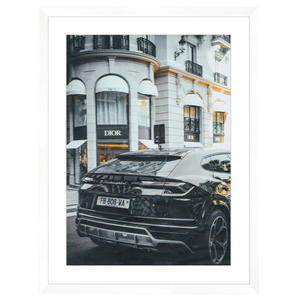 Dior Lamborghini Print White Framed