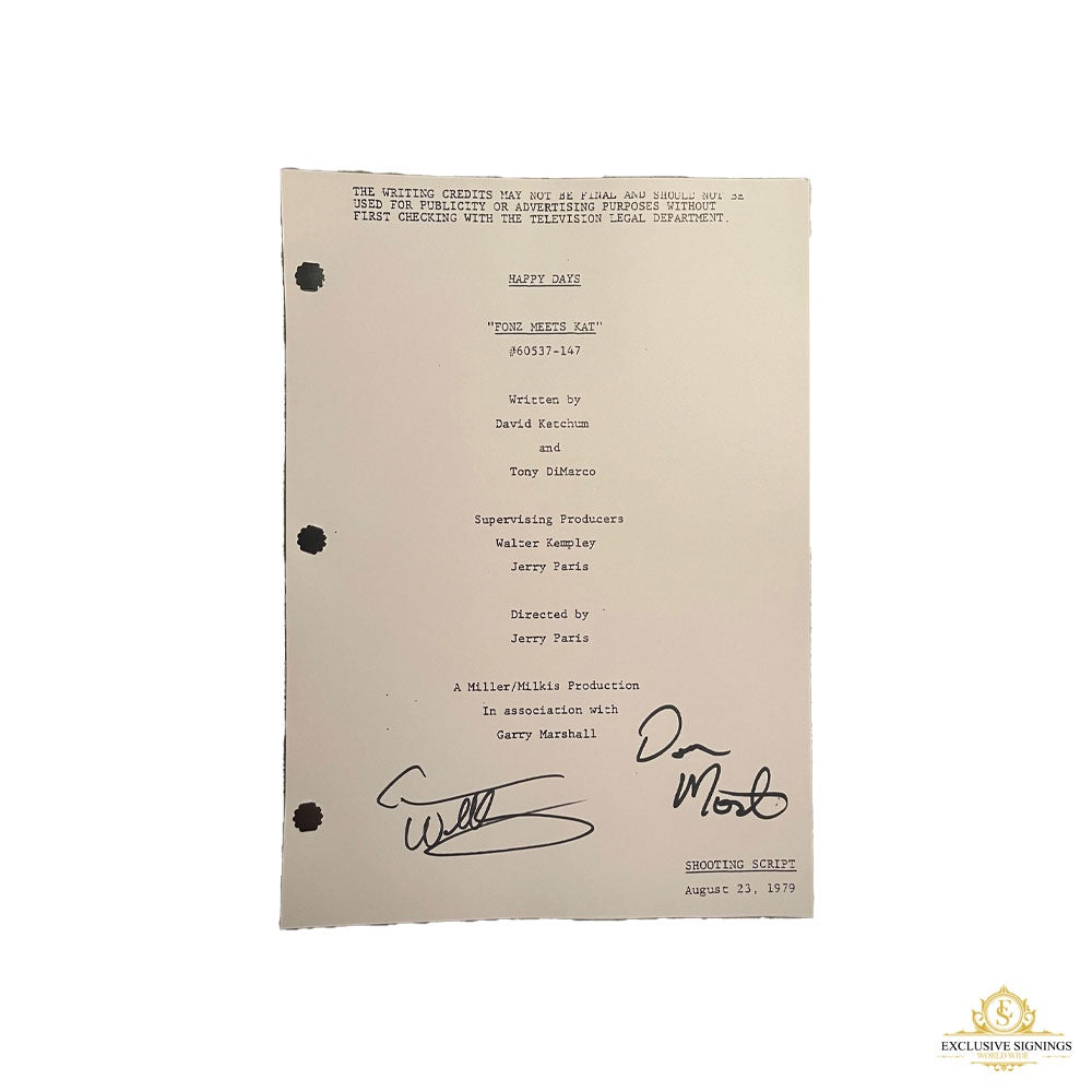 Don Most and Anson Williams Happy Days Fonzie Meets Kat Signed Script