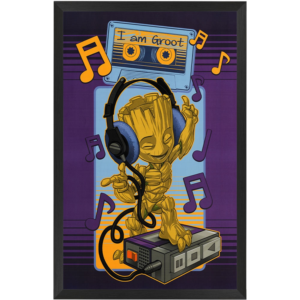 Guardians Of The Galaxy Groot Cassette Poster Framed