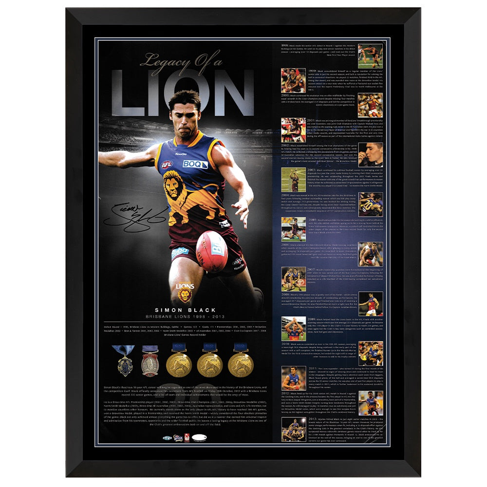 Brisbane Lions Legacy Of A Lion Signed By Simon Black Print Framed